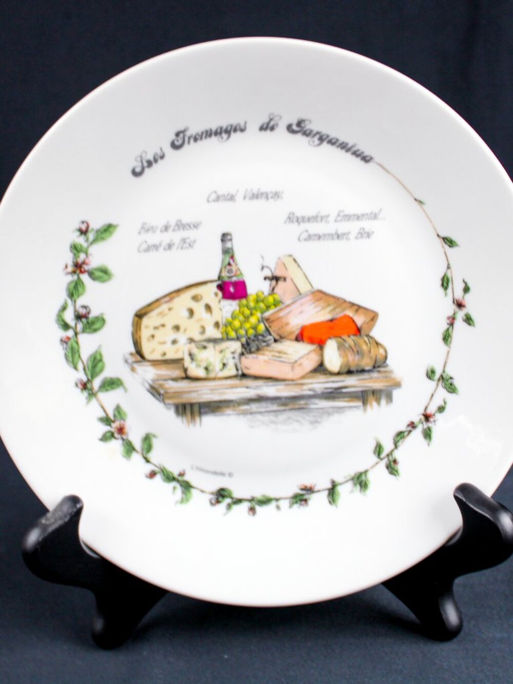 Vintage L'Hirondelle French Cheese Plate Original White Porcelain 7 3/4"‎